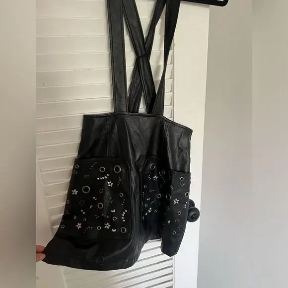 NWT | Guess Rona Faux-Leather Suspender Skirt | Size: 4 - Picture 2 of 7